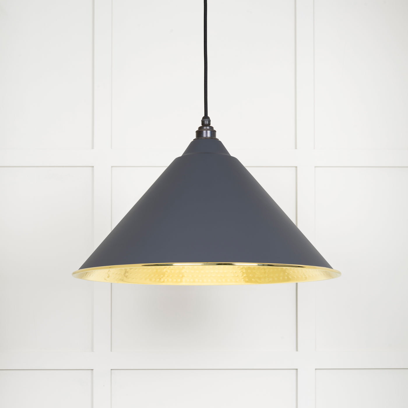 From The Anvil 49523SL - Hammered Brass Hockley Pendant in Slate  #finish_slate