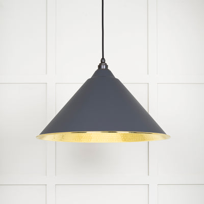 From The Anvil 49523SL - Hammered Brass Hockley Pendant in Slate  #finish_slate