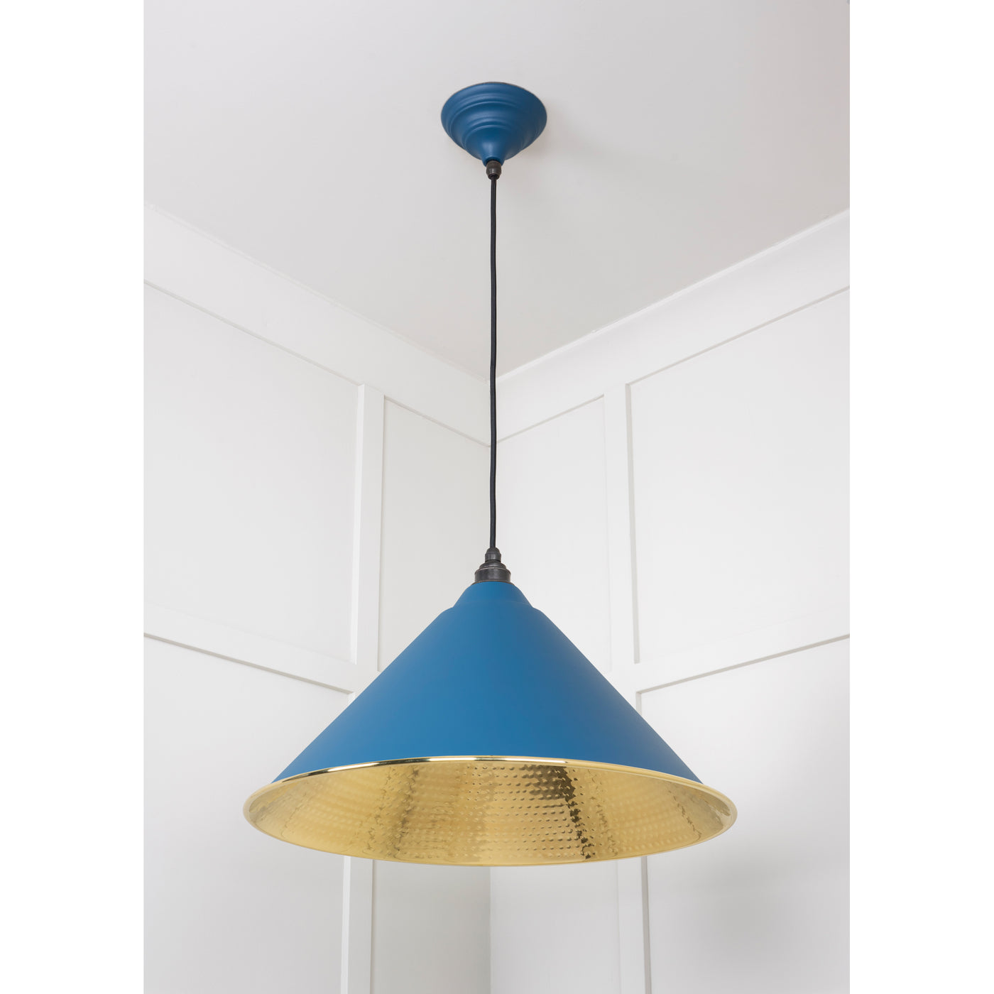 From The Anvil 49523U - Hammered Brass Hockley Pendant in Upstream #finish_upstream