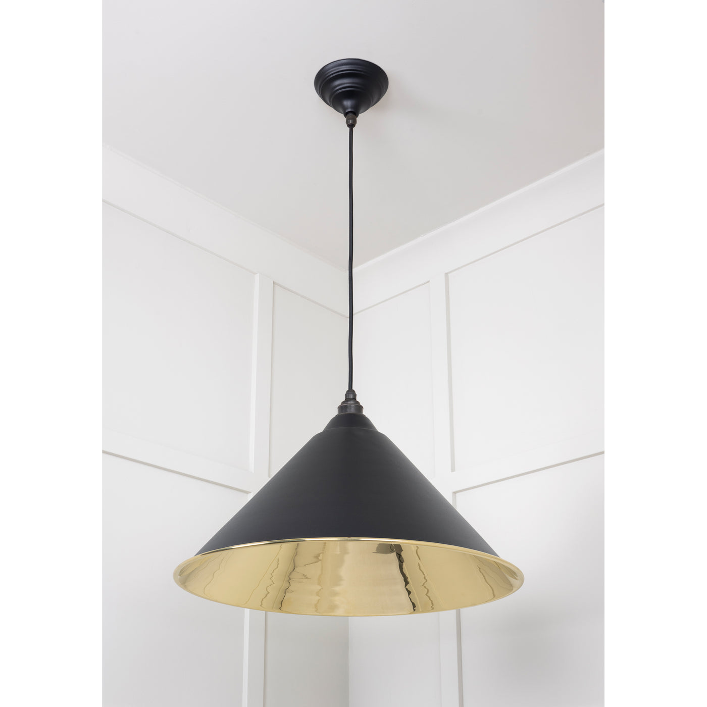 From The Anvil 49524EB - Smooth Brass Hockley Pendant in Elan Black #finish_elan-black