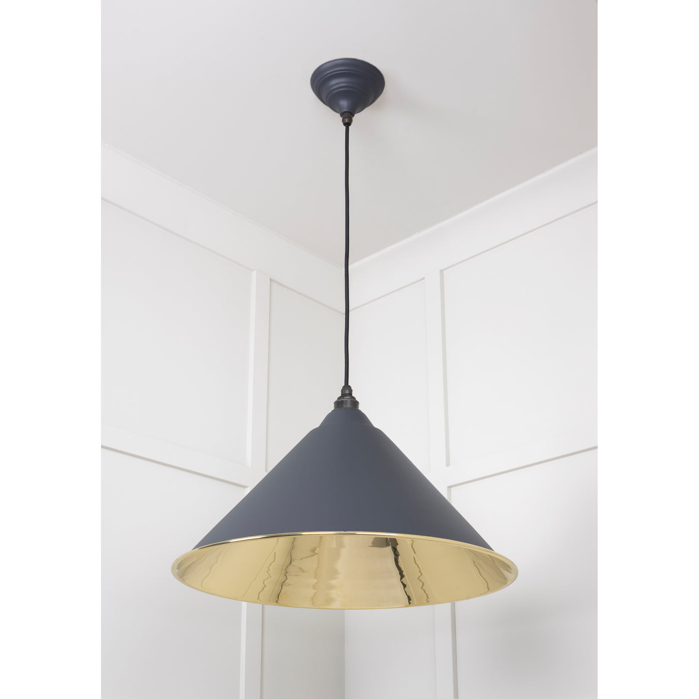 From The Anvil 49524SL - Smooth Brass Hockley Pendant in Slate #finish_slate