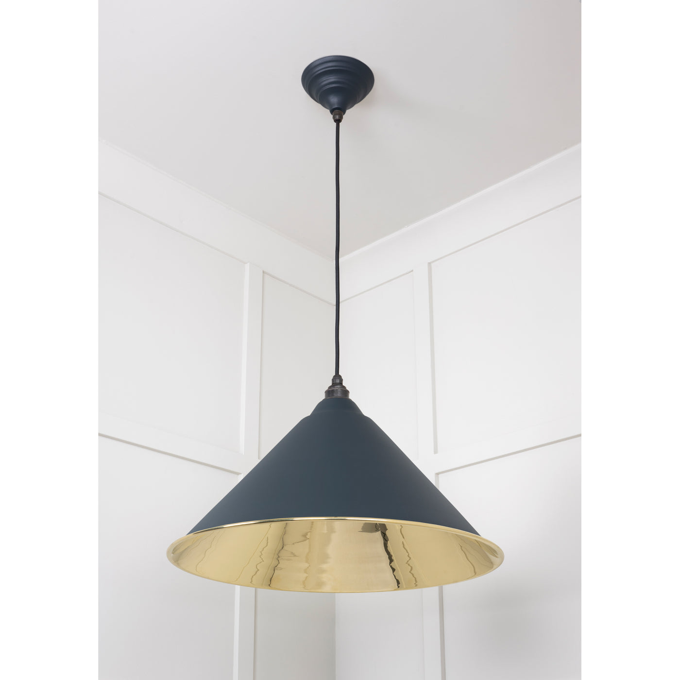 From The Anvil 49524SO - Smooth Brass Hockley Pendant in Soot #finish_soot