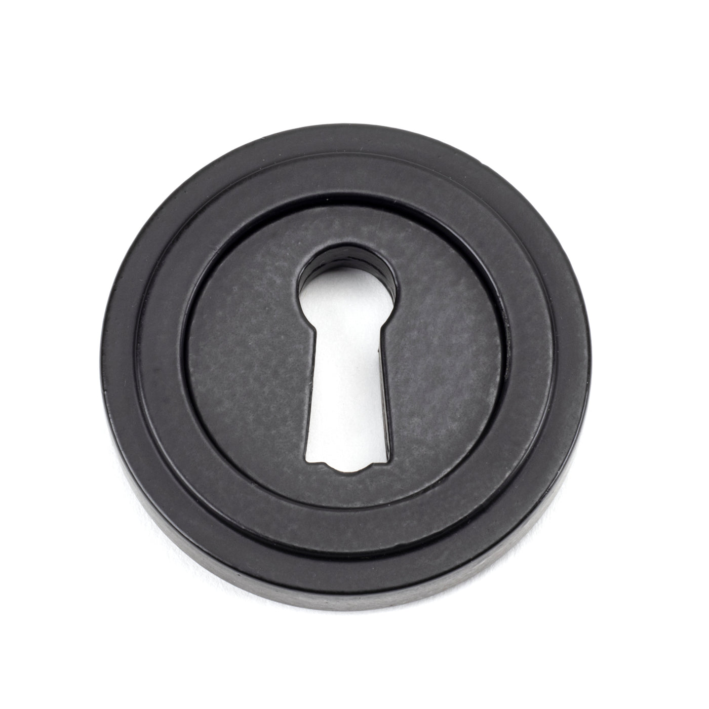 From The Anvil 49537 - Matt Black Round Escutcheon (Art Deco) #finish_matt-black