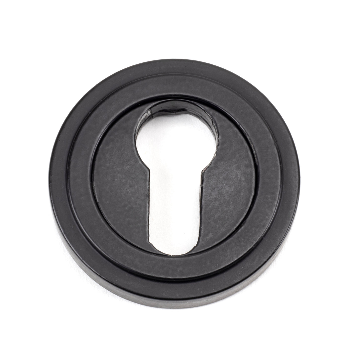 From The Anvil 49541 - Matt Black Round Euro Escutcheon (Art Deco) #finish_matt-black