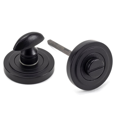 From The Anvil 49545 - Matt Black Round Thumbturn Set (Art Deco)  #finish_matt-black