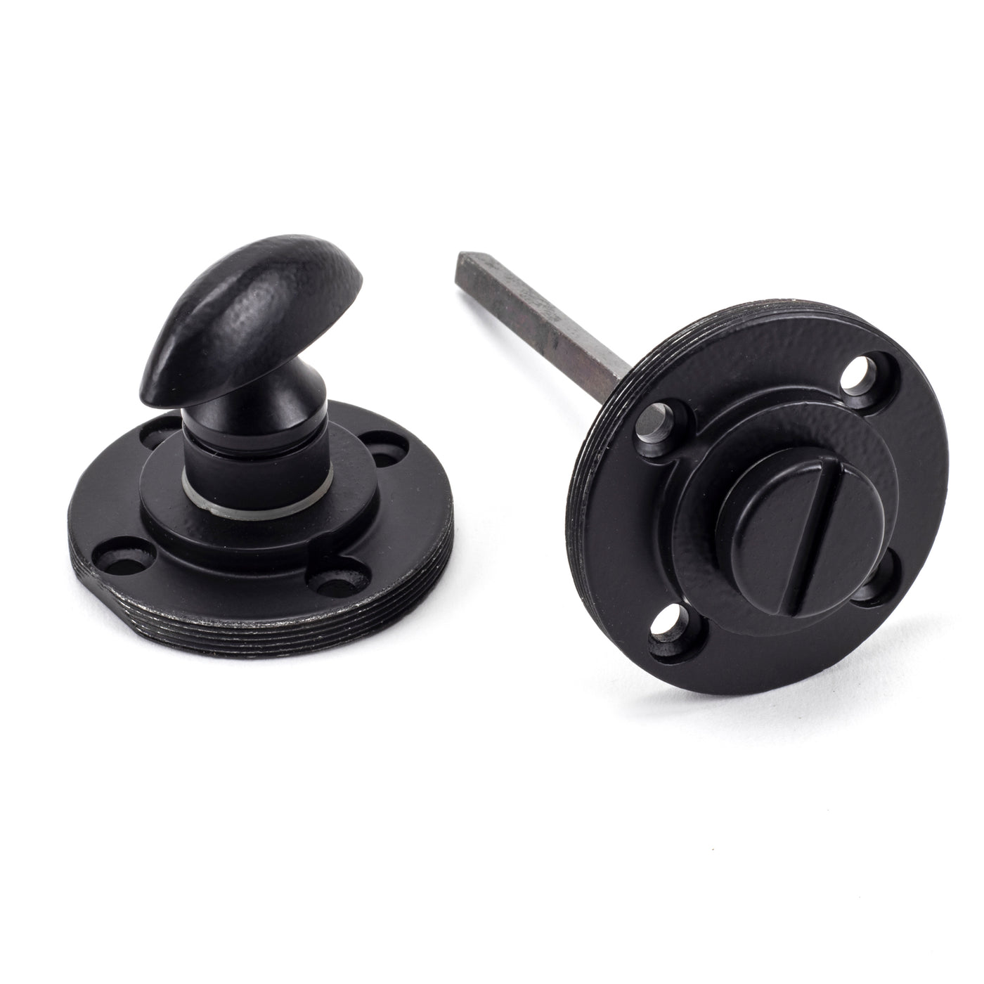 From The Anvil 49546 - Matt Black Round Thumbturn Set (Beehive) #finish_matt-black