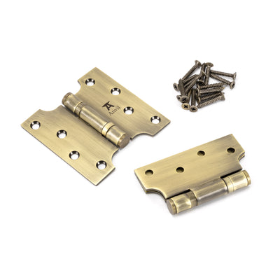 From The Anvil 49551 - Aged Brass 4" x 2" x 4" Parliament Hinge (pair) ss