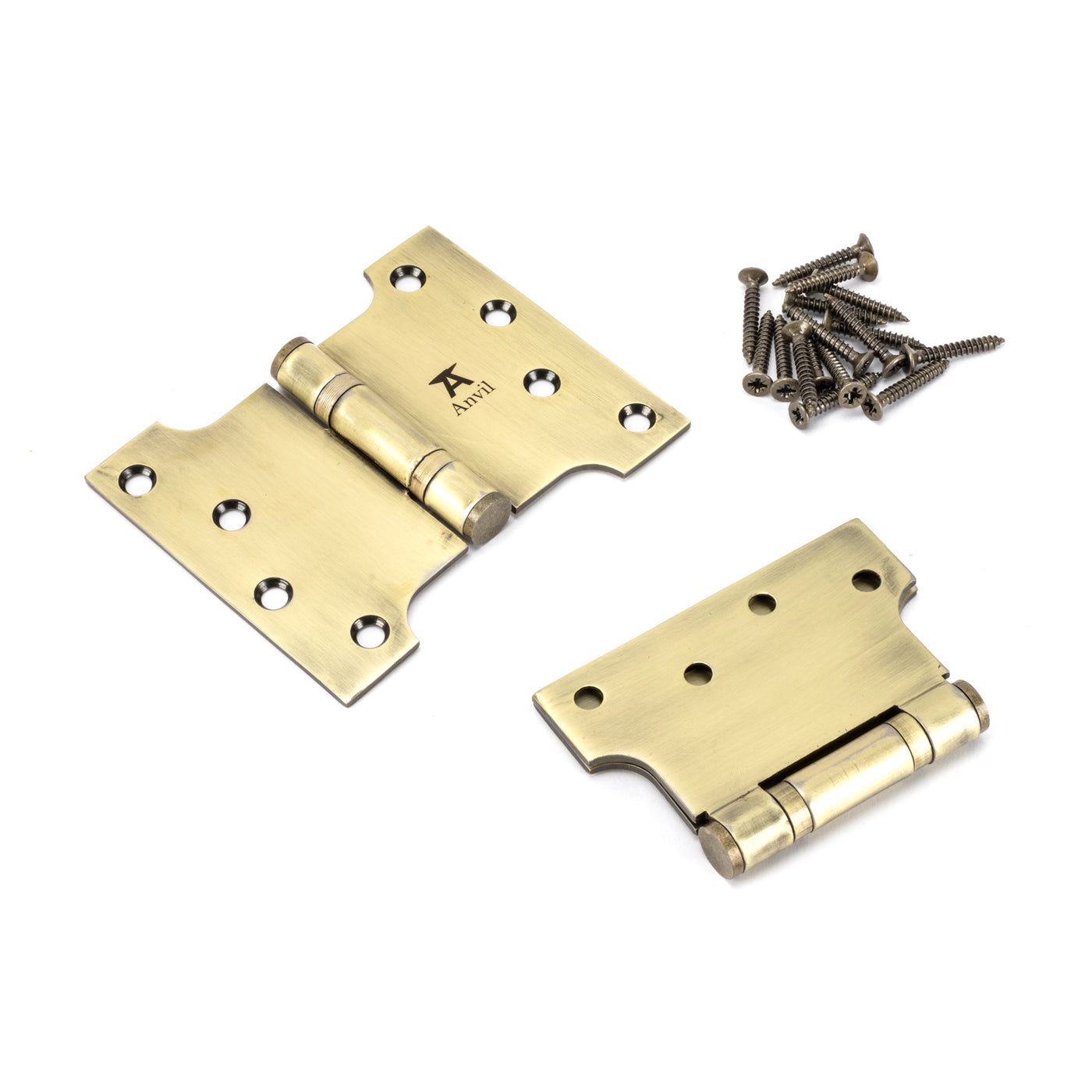 From The Anvil 49552 - Aged Brass 4" x 3" x 5" Parliament Hinge (pair) ss