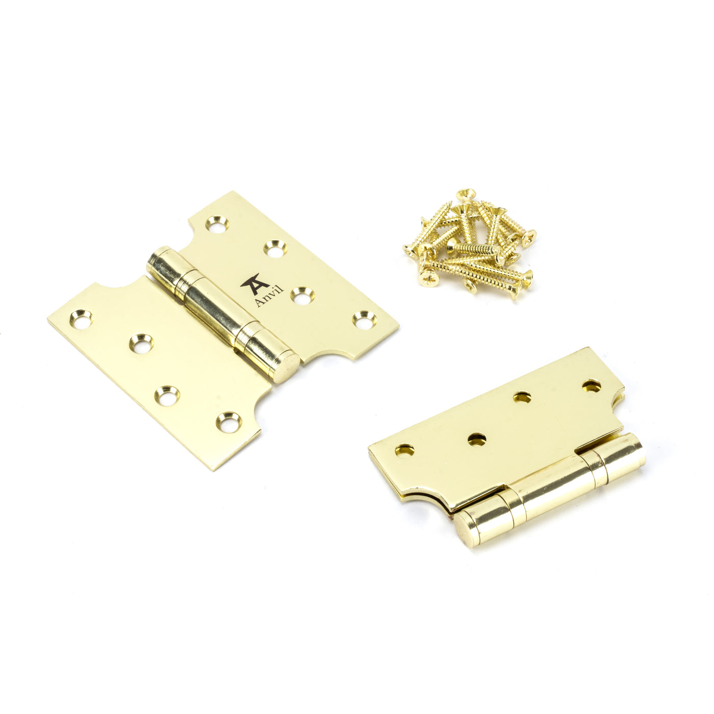 From The Anvil 49554 - Polished Brass 4" x 2" x 4" Parliament Hinge (pair) ss