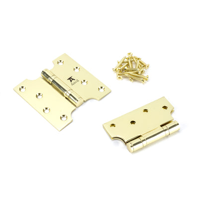 From The Anvil 49554 - Polished Brass 4" x 2" x 4" Parliament Hinge (pair) ss