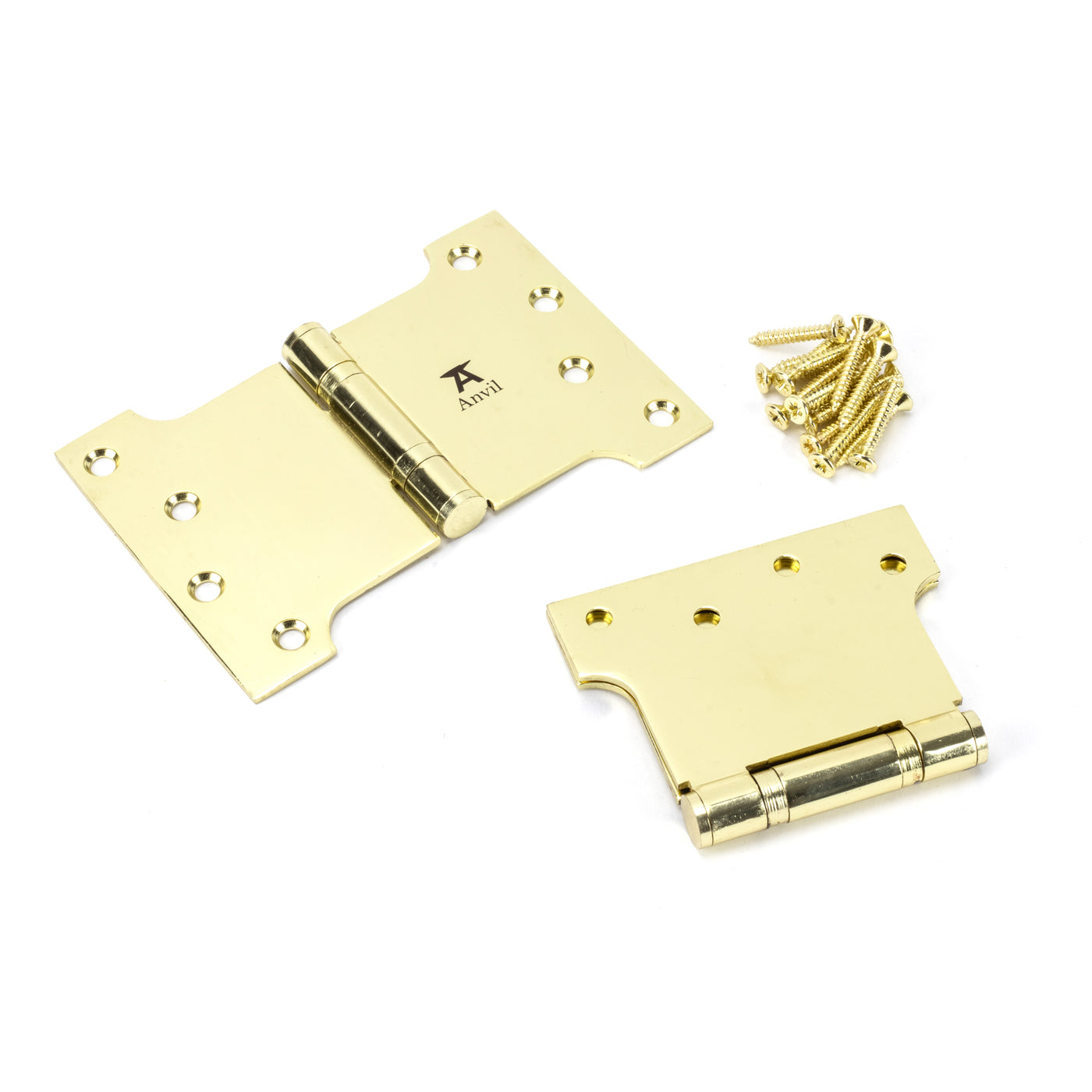 From The Anvil 49556 - Polished Brass 4" x 4" x 6" Parliament Hinge (pair) ss