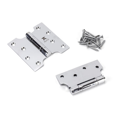 From The Anvil 49557 - Polished Chrome 4" x 2" x 4" Parliament Hinge (pair) ss