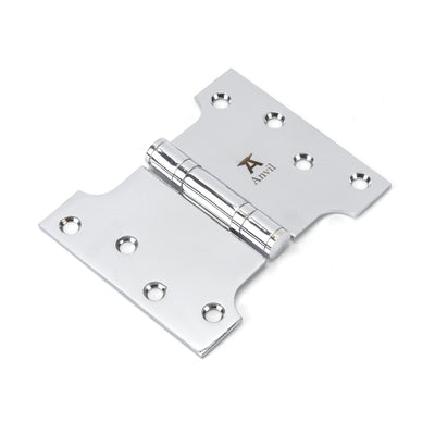 From The Anvil 49558 - Polished Chrome 4" x 3" x 5" Parliament Hinge (pair) ss #finish_polished-chrome