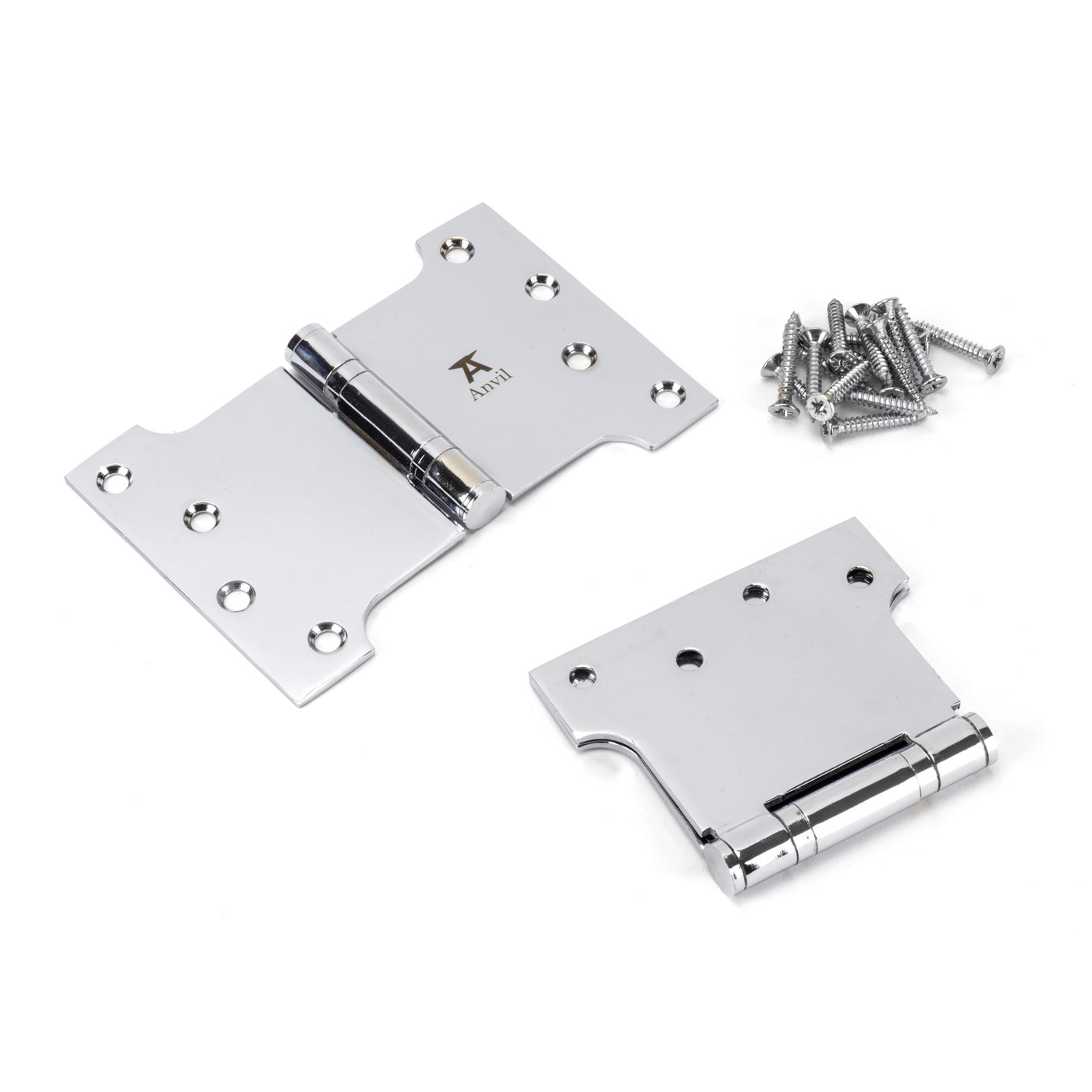 From The Anvil 49559 - Polished Chrome 4" x 4" x 6" Parliament Hinge (pair) ss