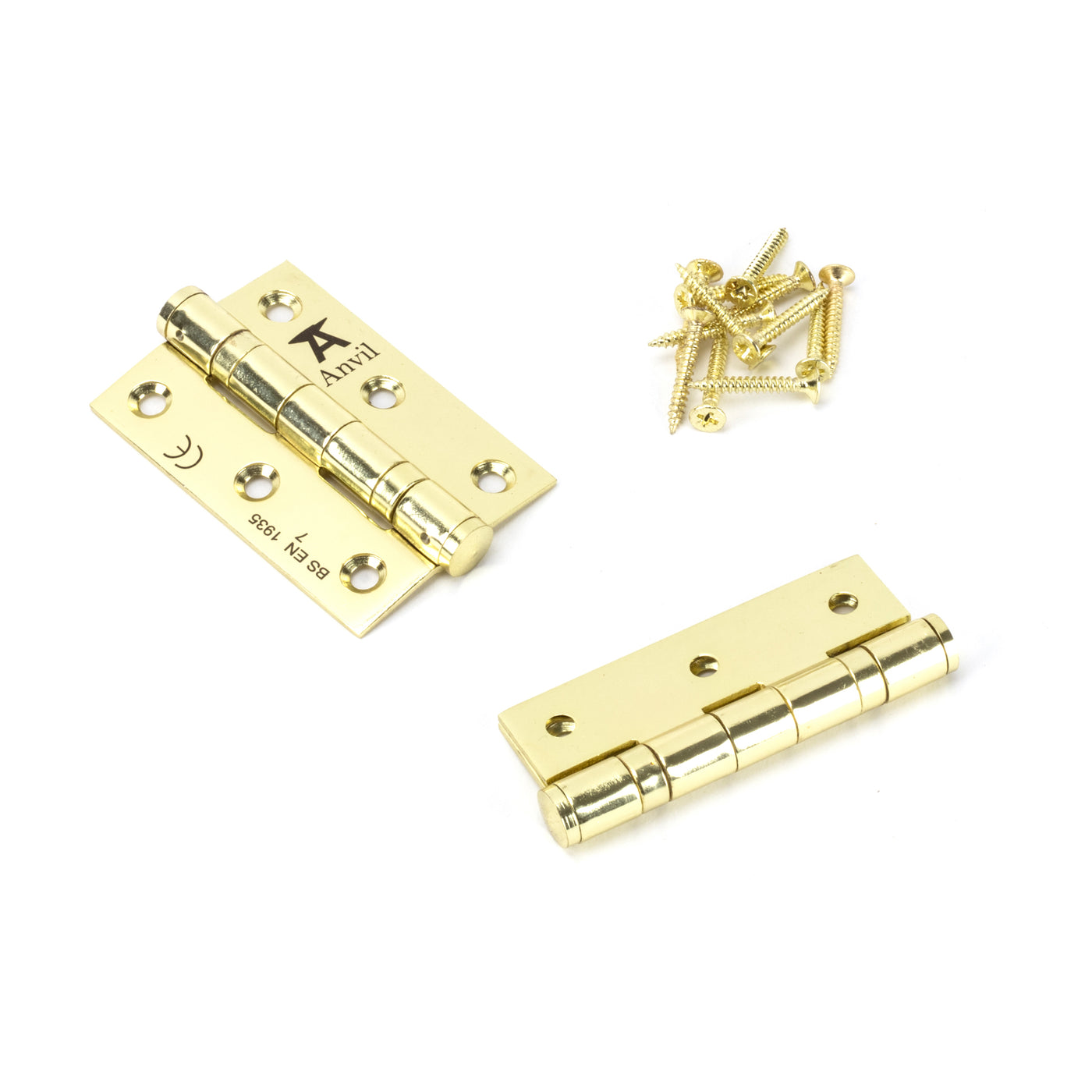 From The Anvil 49572 - Polished Brass 3" Ball Bearing Butt Hinge (pair) ss