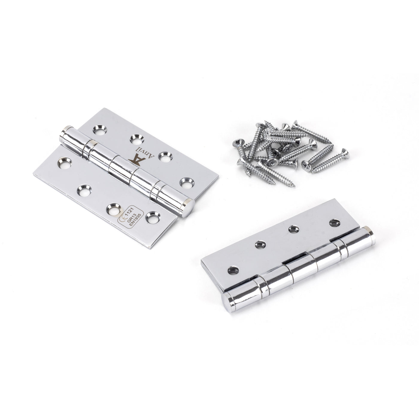 From The Anvil 49576 - Polished Chrome 4" Ball Bearing Butt Hinge (pair) ss