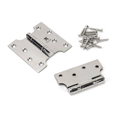 From The Anvil 49577 - Polished SS 4" x 2" x 4" Parliament Hinge (pair)