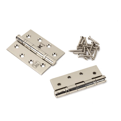 From The Anvil 49582 - Polished Nickel 4" Ball Bearing Butt Hinge (pair) ss