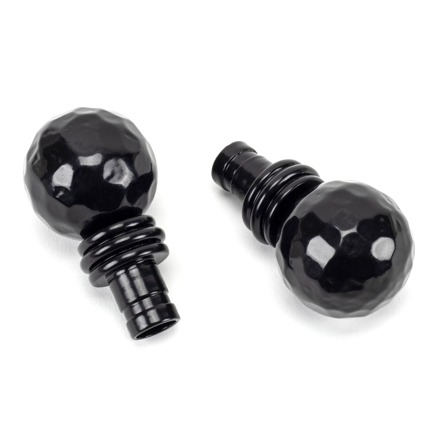 From The Anvil 49901 - Black Hammered Ball Curtain Finial (pair) #finish_black