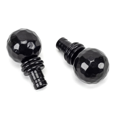 From The Anvil 49901 - Black Hammered Ball Curtain Finial (pair) #finish_black