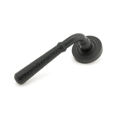 From The Anvil 49987 - Matt Black Hammered Newbury Lever on Rose Set (Beehive) - Unsprung #finish_matt-black