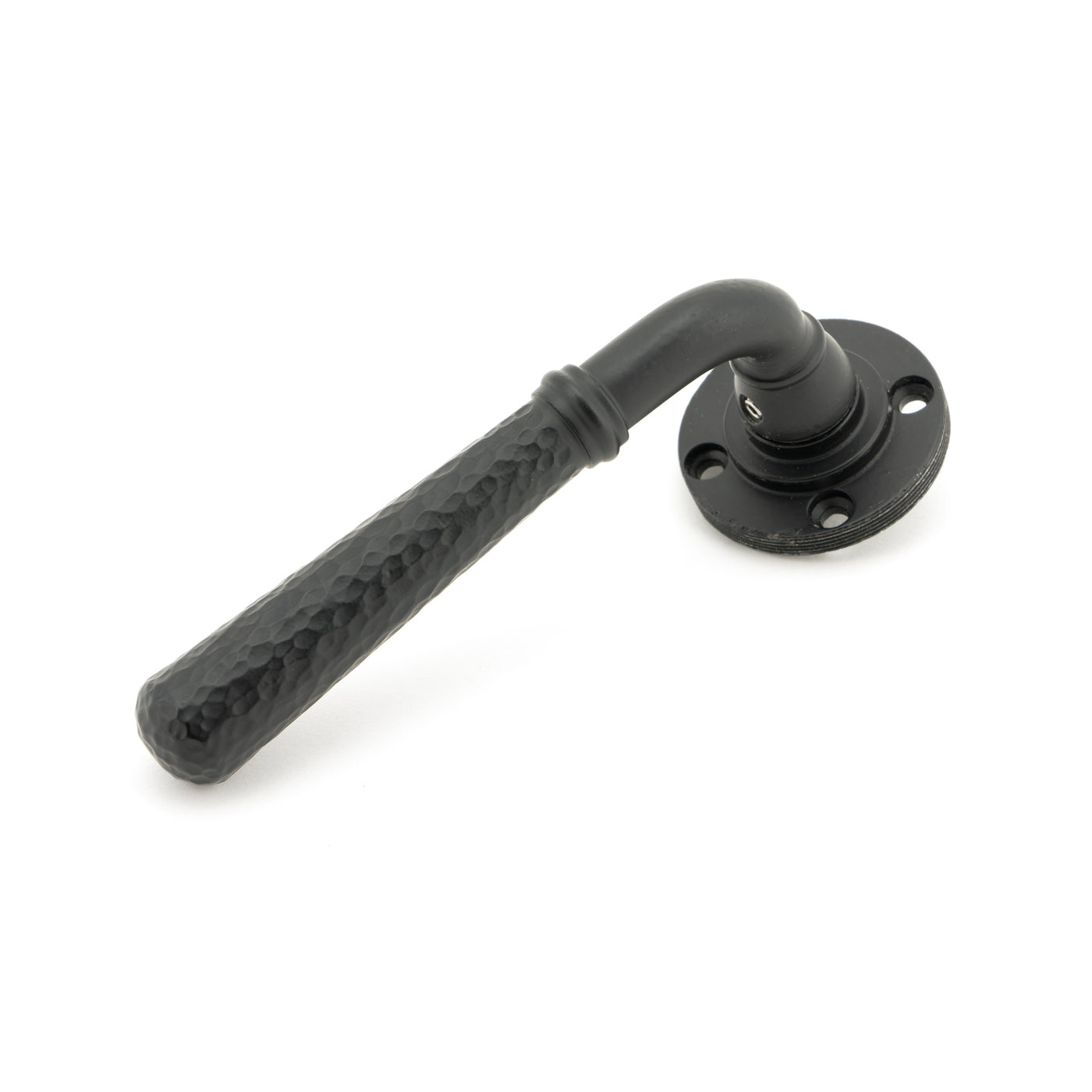 From The Anvil 49988 - Matt Black Hammered Newbury Lever on Rose Set (Square) - Unsprung