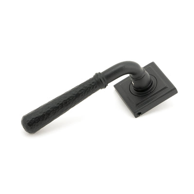 From The Anvil 49988 - Matt Black Hammered Newbury Lever on Rose Set (Square) - Unsprung #finish_matt-black