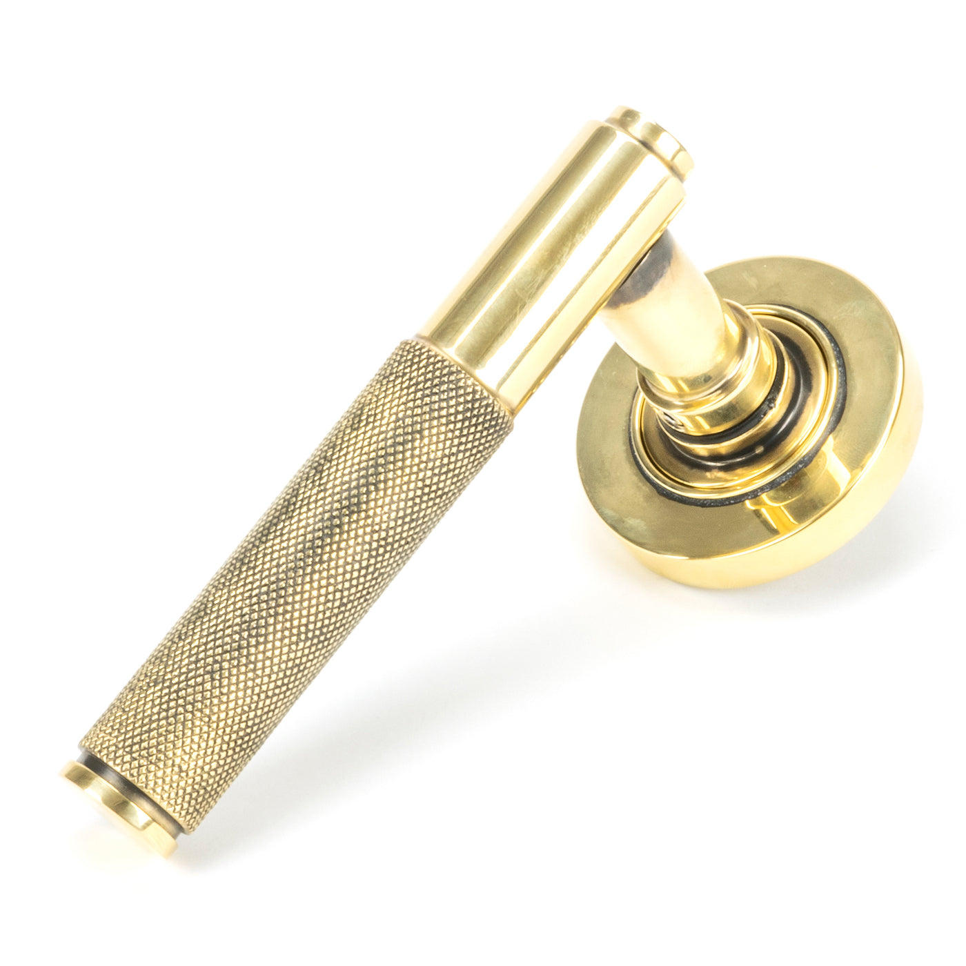 From The Anvil 49993 - Aged Brass Brompton Lever on Rose Set (Plain) - Unsprung #finish_aged-brass