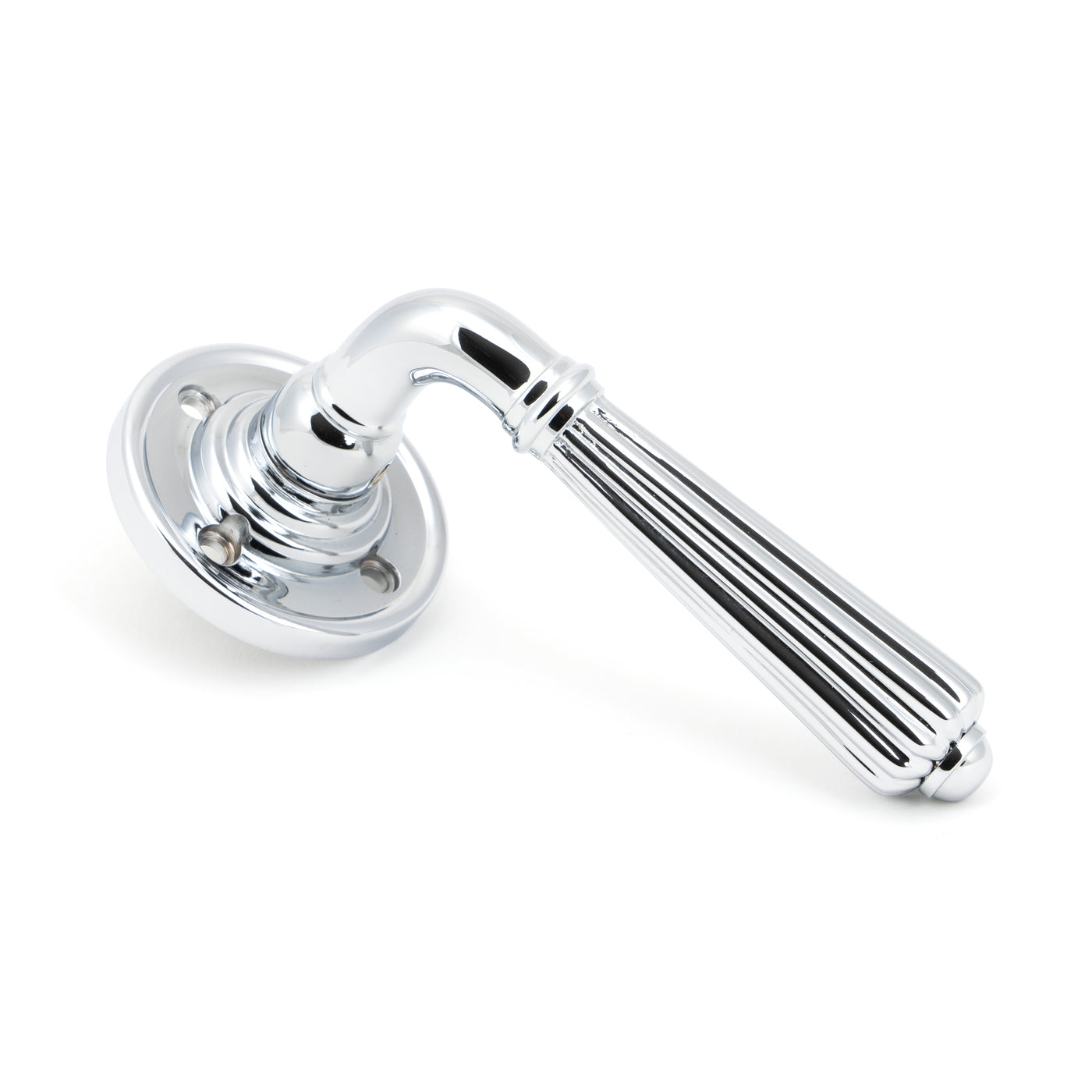 From The Anvil 50083 - Polished Chrome Hinton Lever on Rose Set - Unsprung #finish_polished-chrome