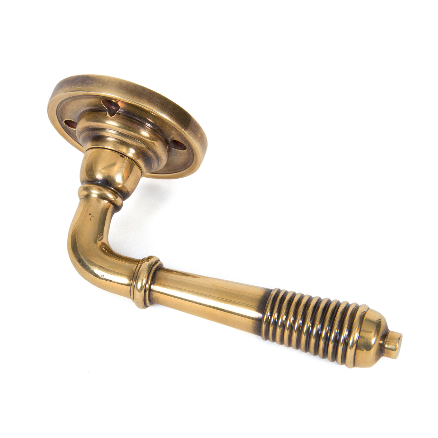 From The Anvil 50086 - Aged Brass Reeded Lever on Rose Set - Unsprung