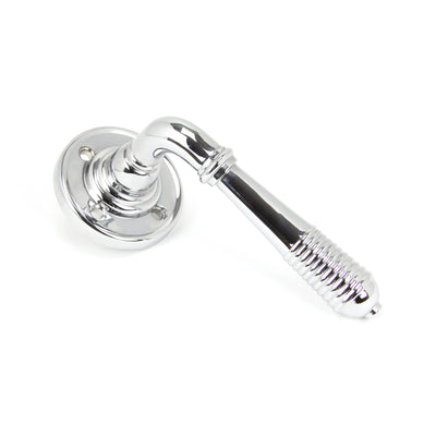 From The Anvil 50088 - Polished Chrome Reeded Lever on Rose Set - Unsprung #finish_polished-chrome