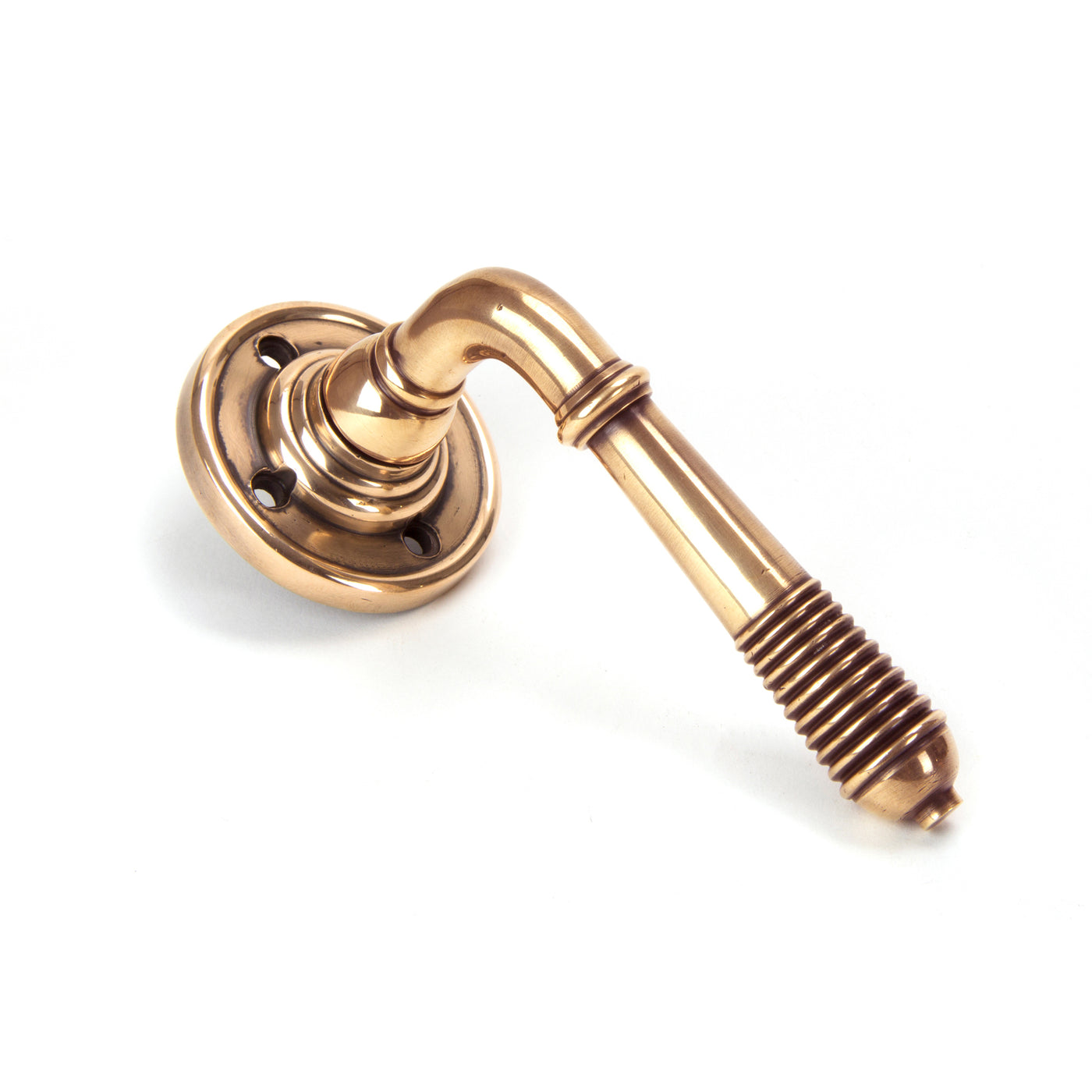 From The Anvil 50090 - Polished Bronze Reeded Lever on Rose Set - Unsprung #finish_polished-bronze