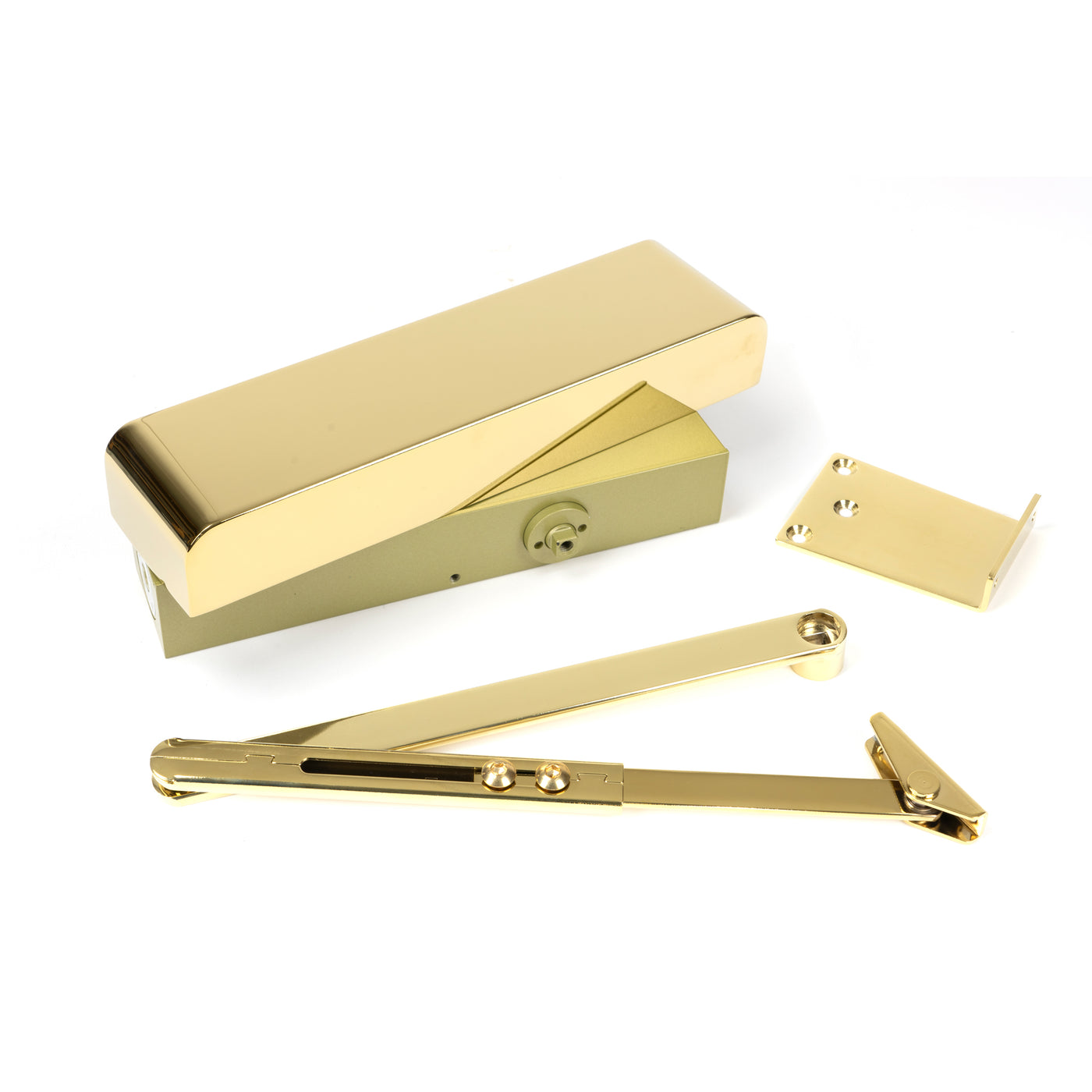 From The Anvil 50108 - Polished Brass Size 2-5 Door Closer & Cover  #finish_polished-brass