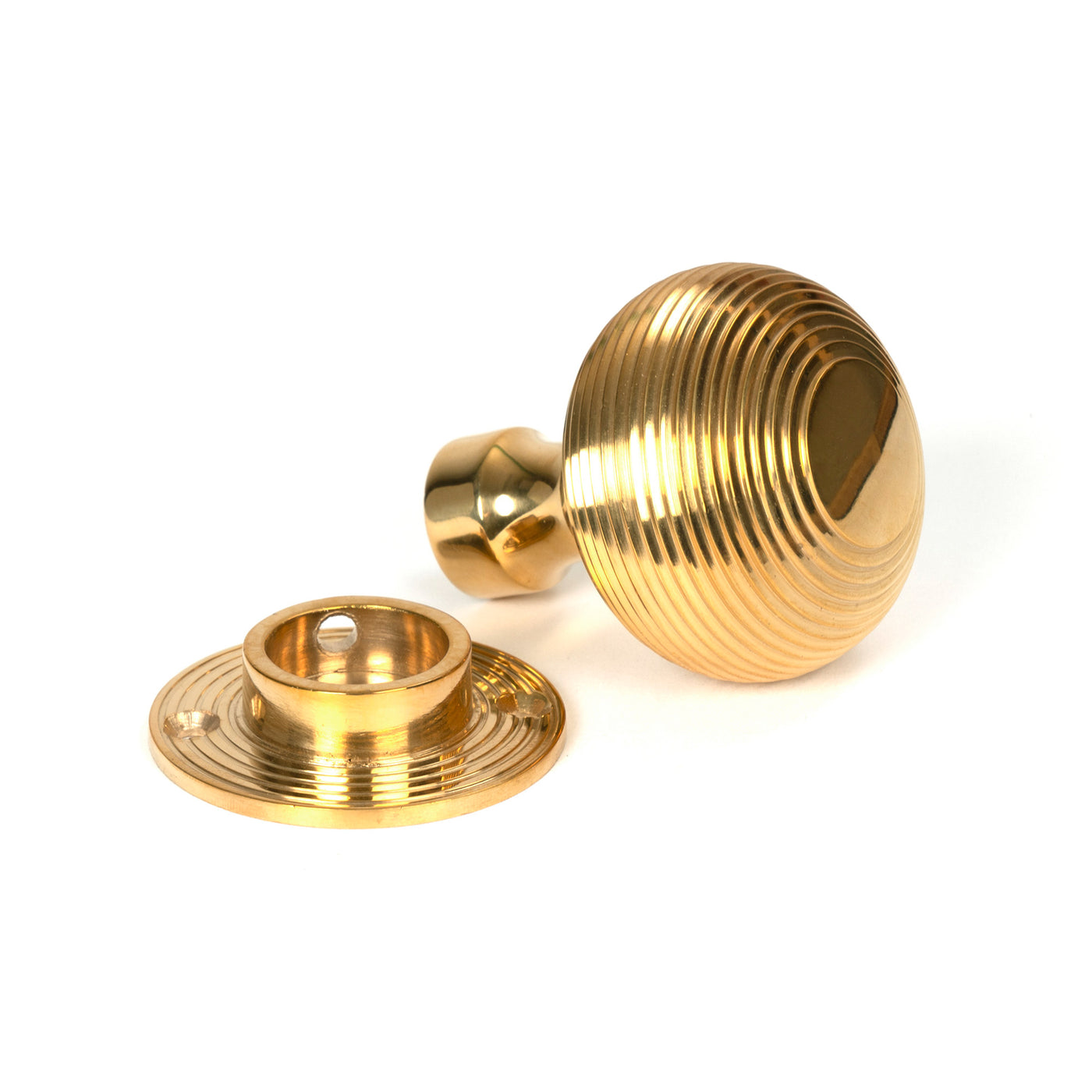 Beehive Mortice/Rim Knob Set - Polished Brass