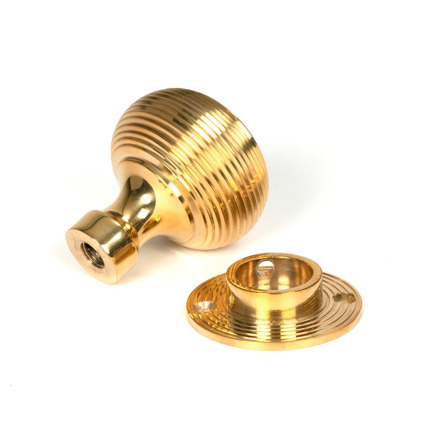 Beehive Mortice/Rim Knob Set - Polished Brass