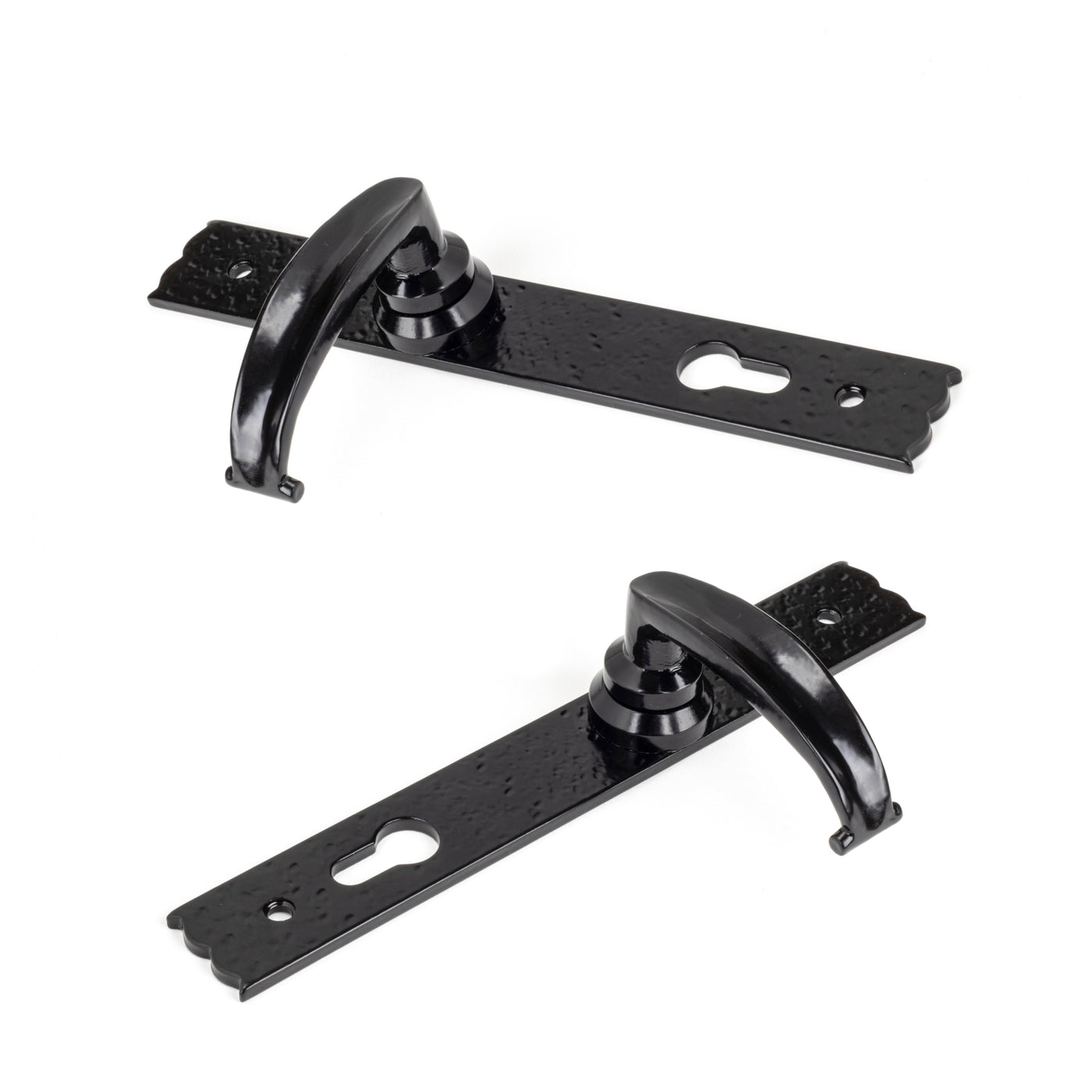 From The Anvil 73143 - Black Cottage Lever Espag. Lock Set #function_euro-profile-(47mm-c/c)