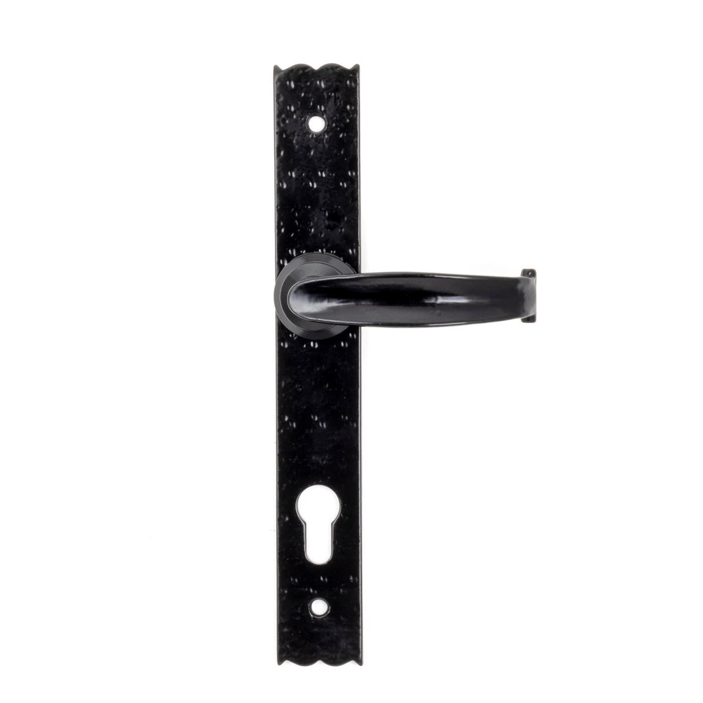 From The Anvil 73143 - Black Cottage Lever Espag. Lock Set  #function_euro-profile-47mm-c/c