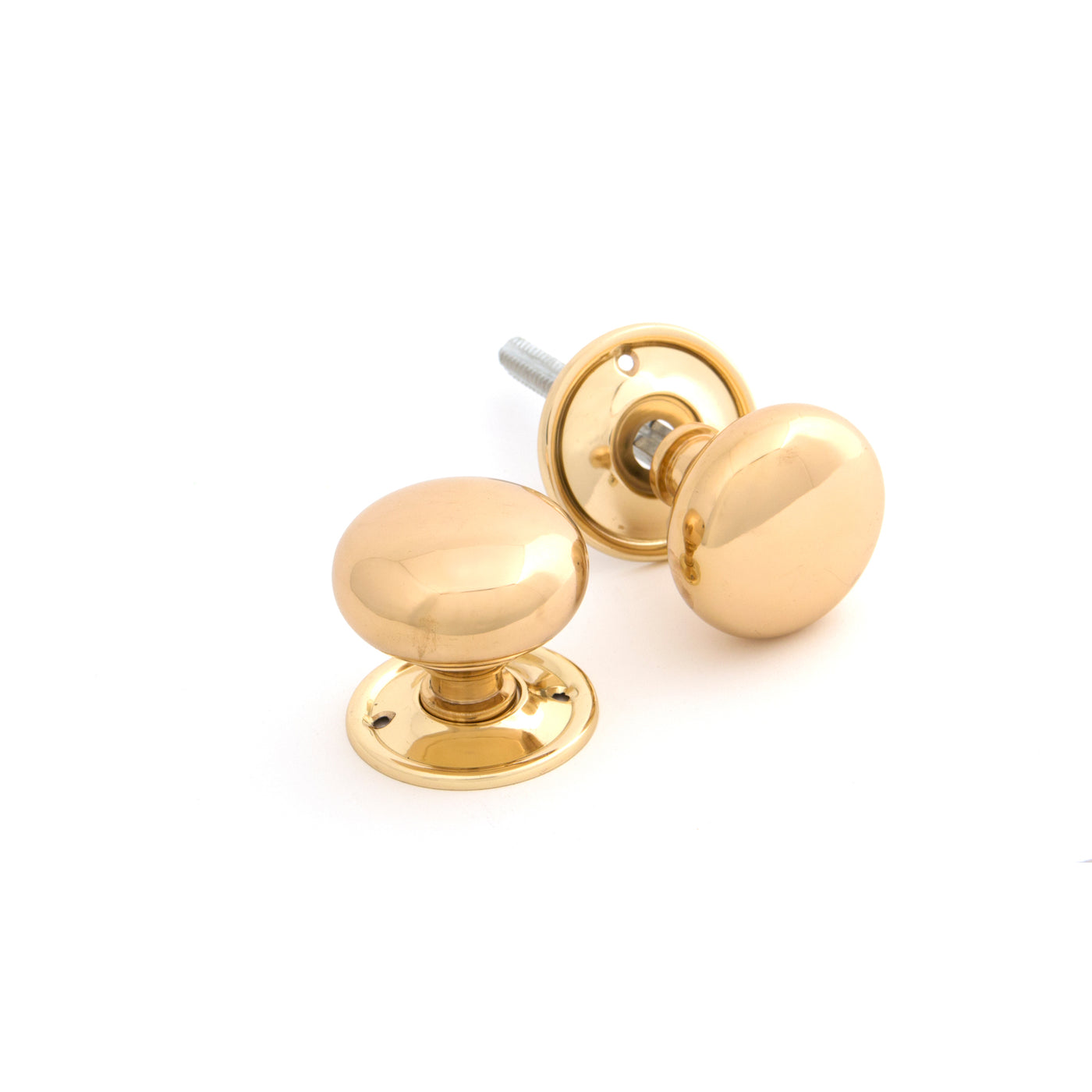 From The Anvil 83564 - Polished Brass Mushroom Mortice/Rim Knob Set #finish_polished-brass