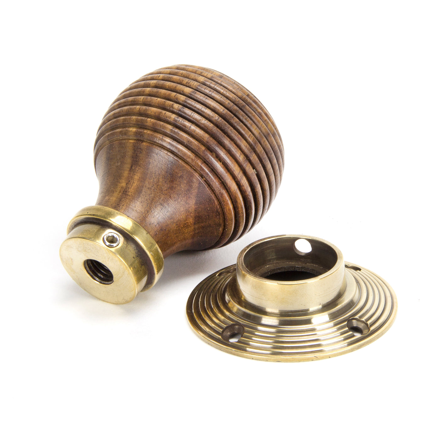 From The Anvil 83573 - Rosewood & Aged Brass Beehive Mortice/Rim Knob Set #finish_rosewood