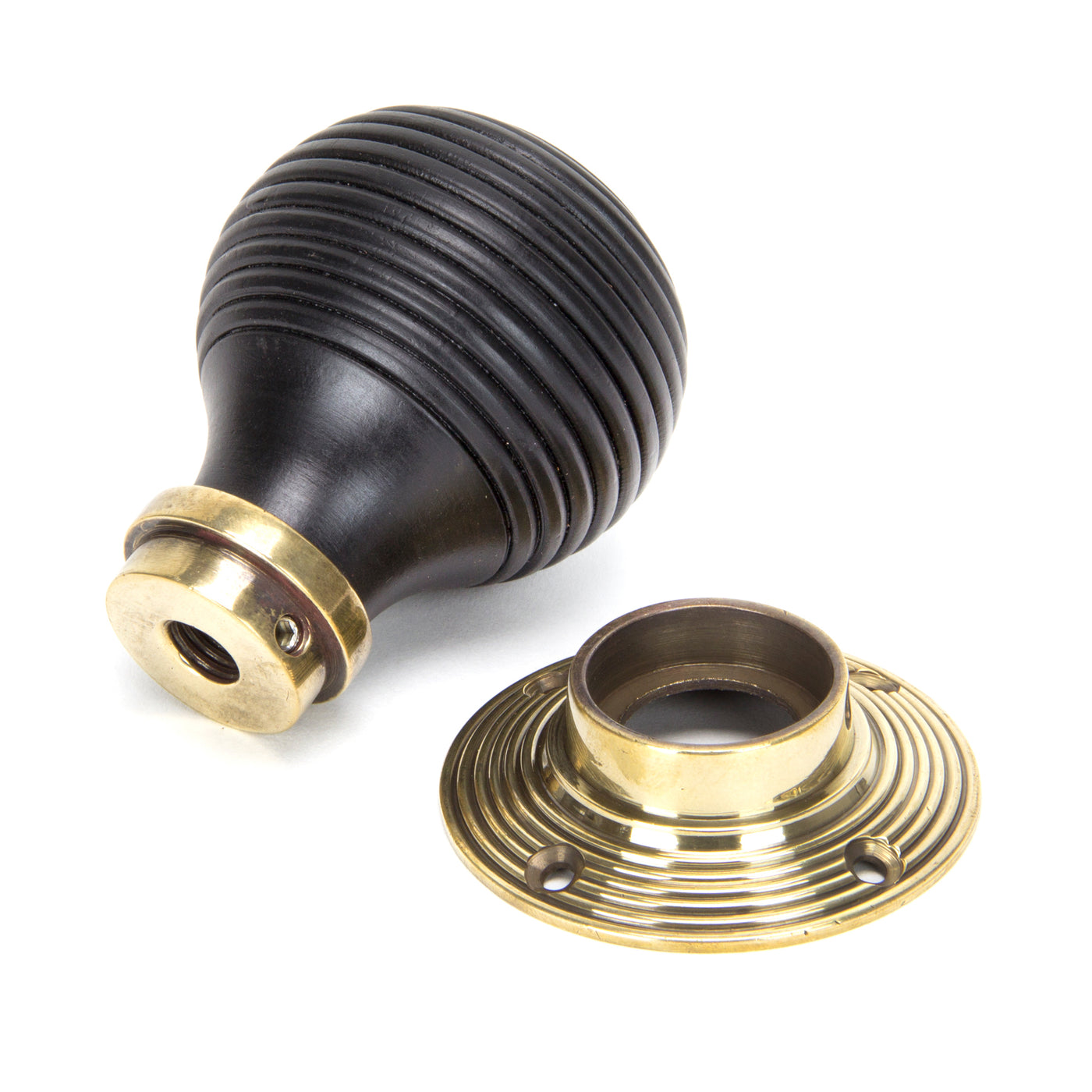 From The Anvil 83574 - Ebony & Aged Brass Beehive Mortice/Rim Knob Set #finish_ebony