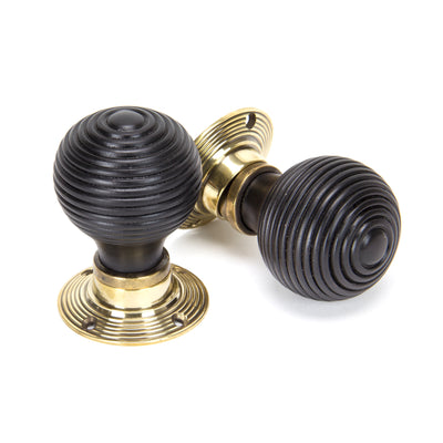 From The Anvil 83574 - Ebony & Aged Brass Beehive Mortice/Rim Knob Set  #finish_ebony-&-aged-brass