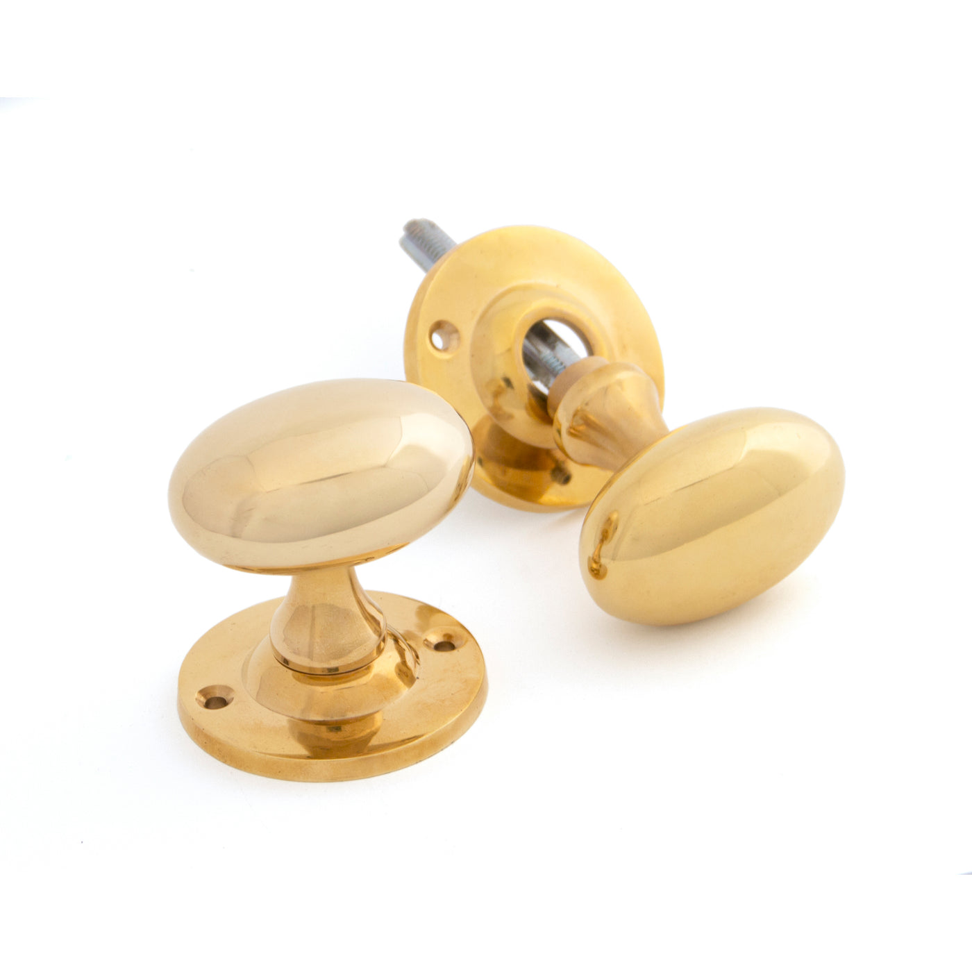 From The Anvil 83627 - Polished Brass Oval Mortice/Rim Knob Set  #finish_polished-brass