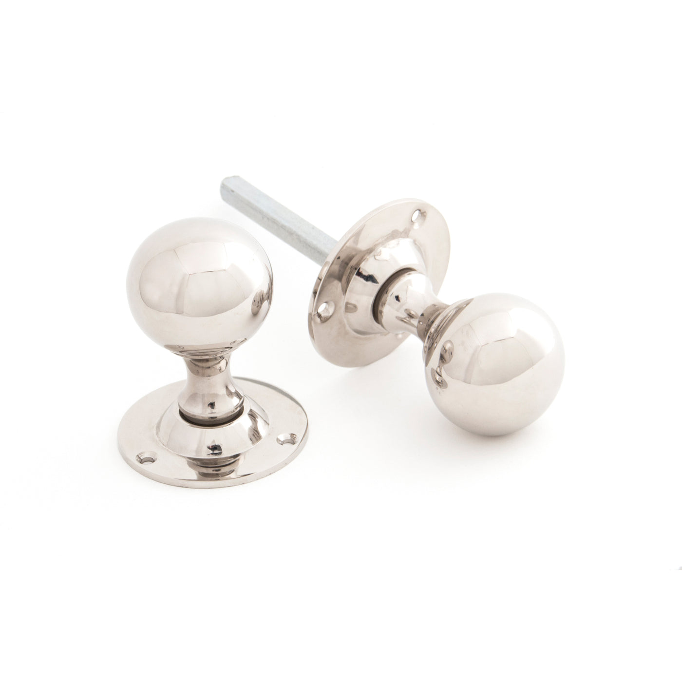 From The Anvil 83632 - Polished Nickel Ball Mortice Knob Set  #finish_polished-nickel