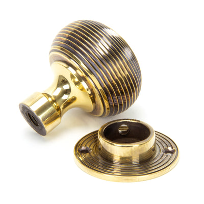 From The Anvil 83633H - Aged Brass Heavy Beehive Mortice/Rim Knob Set #finish_aged-brass