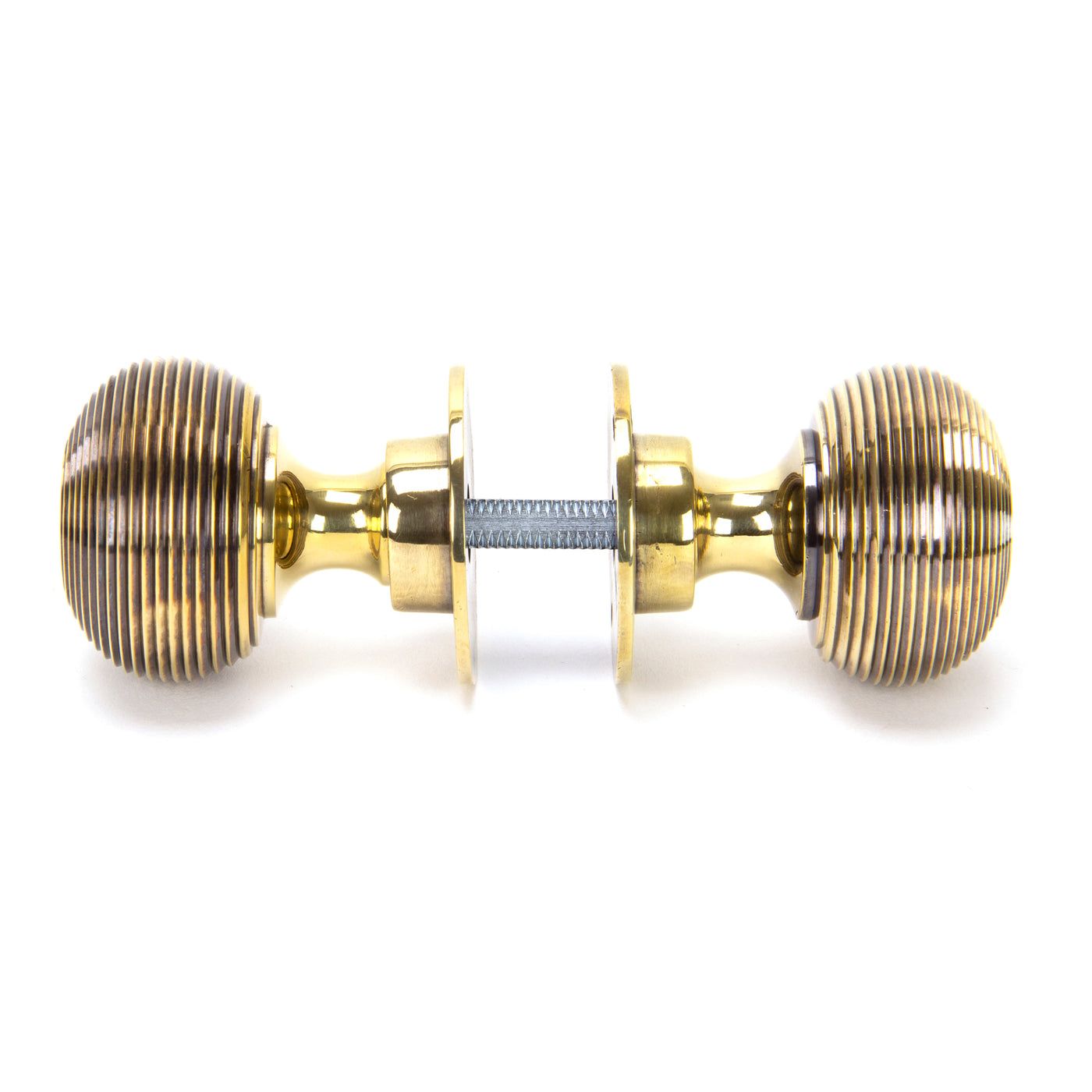 From The Anvil 83633H - Aged Brass Heavy Beehive Mortice/Rim Knob Set #finish_aged-brass