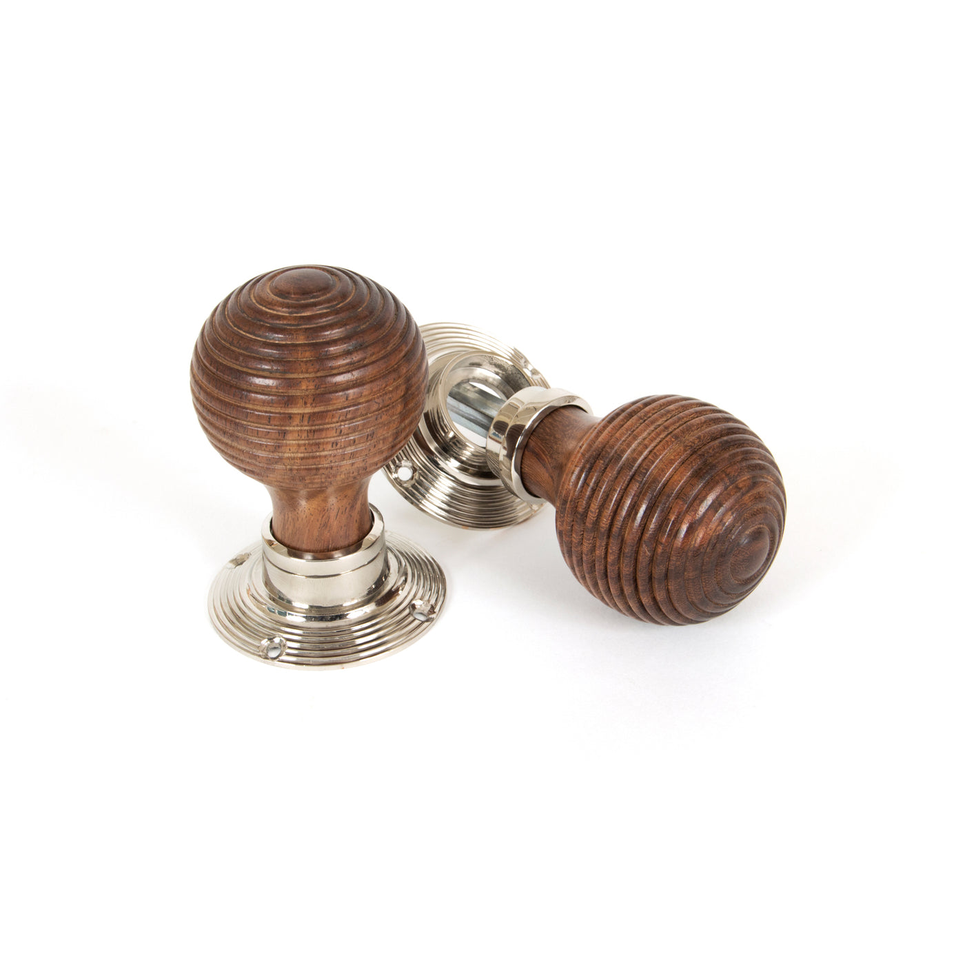 From The Anvil 83635 - Rosewood and PN Beehive Mortice/Rim Knob Set  #finish_rosewood-&-polished-nickel