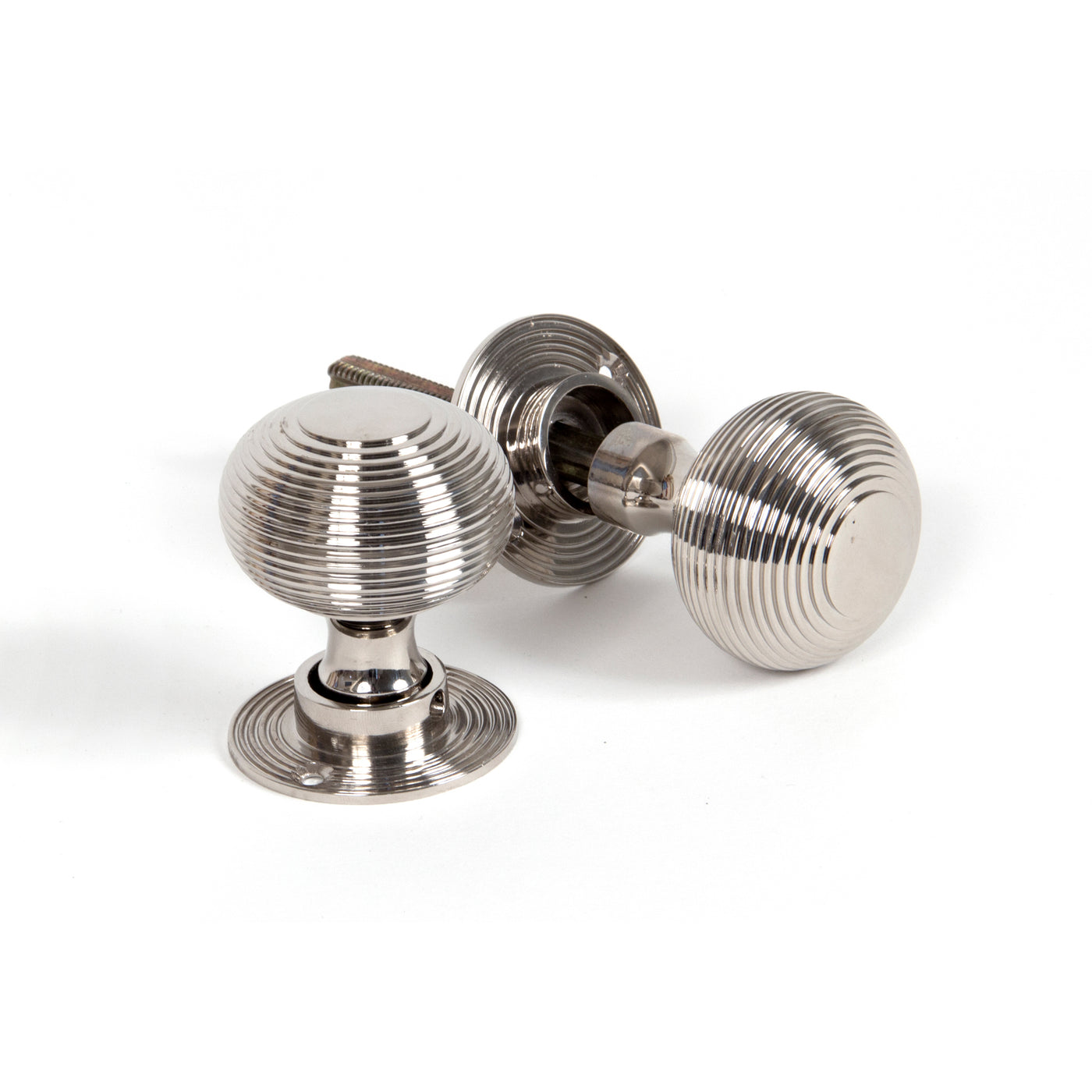 From The Anvil 83636H - Polished Nickel Heavy Beehive Mortice/Rim Knob Set  #finish_polished-nickel