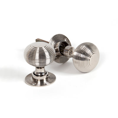 From The Anvil 83636 - Polished Nickel Beehive Mortice/Rim Knob Set  #finish_polished-nickel