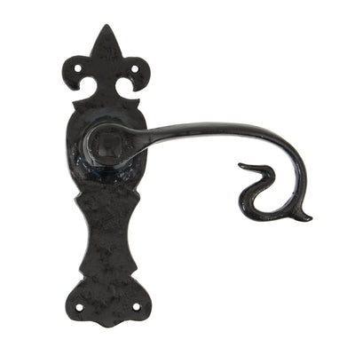 From The Anvil 83694 - Black Curly Lever Latch Set #finish_black