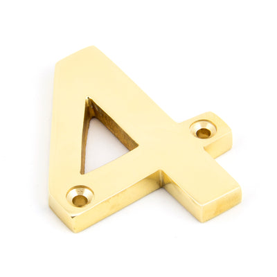 From The Anvil 83714 - Polished Brass Numeral 4 #finish_polished-brass